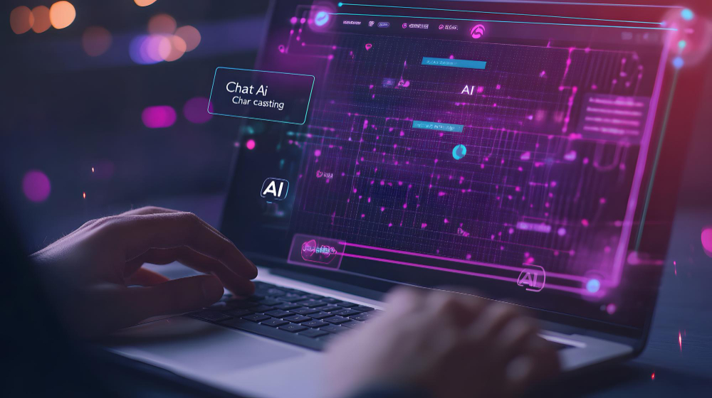 Imagem de tela de computador produzindo um vídeo apartir da IA.